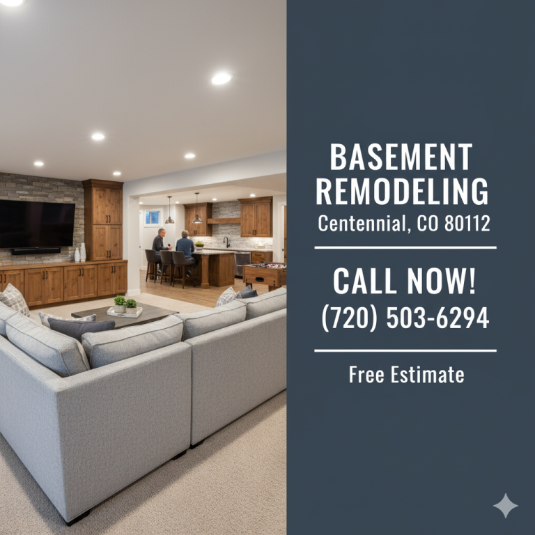 Basement Remodeling in Centennial Co 80112 Project Banner  Call 720 503 6294 | All in One Home Remodel Llc